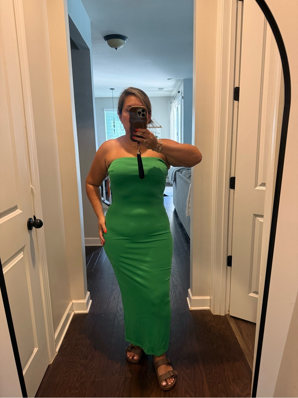 Strapless Green Maxi Dress - Sleek Tube Silhouette